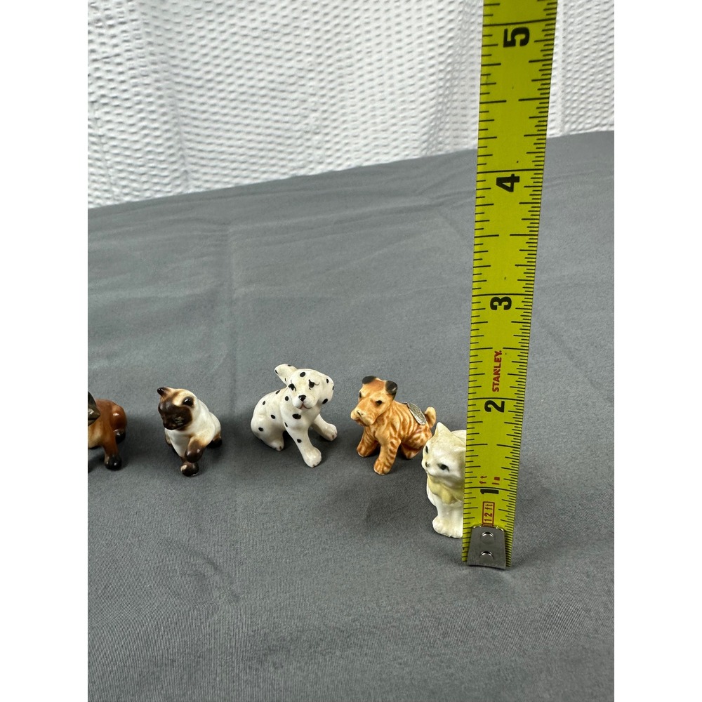 Lot 10 Mini Ceramic Dog Cat Figurines Japan Poodle Siamese Terrier Dalmatian - Picture 4 of 5